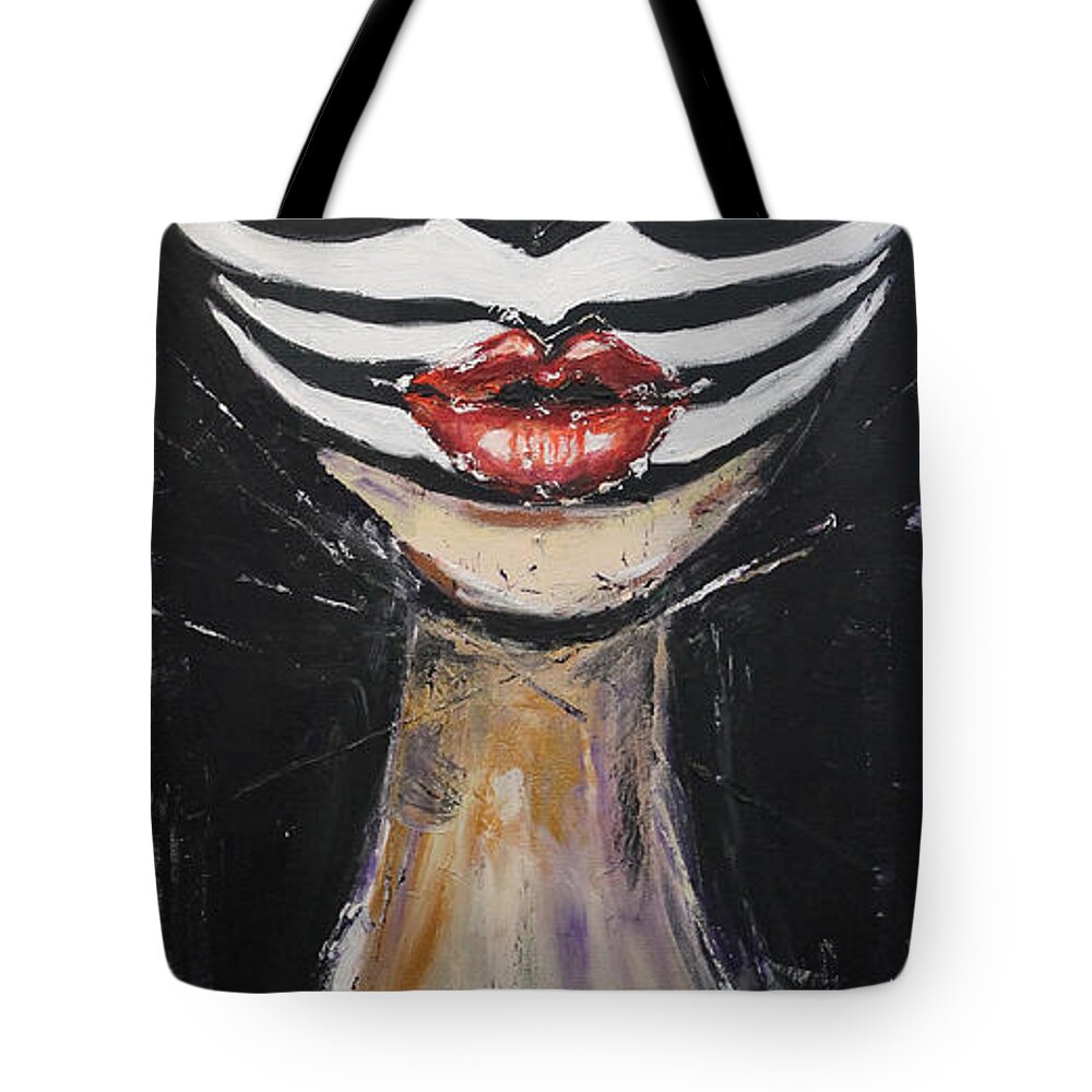 Face Tote Bag featuring the painting Zee Phase by Lucy Matta