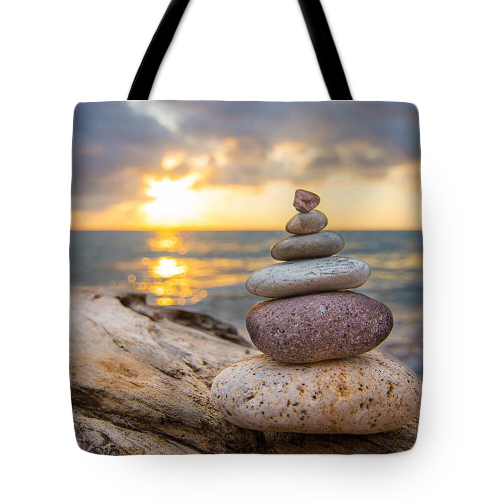Zen Stone Tote Bag featuring the photograph Zen Stones by Aged Pixel