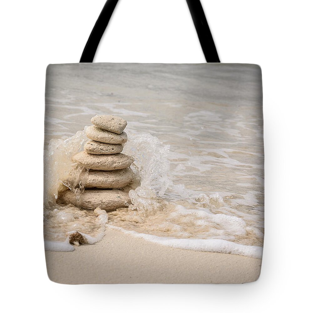 Stone Stack Tote Bag featuring the photograph Zen Stones by Mark Rogers