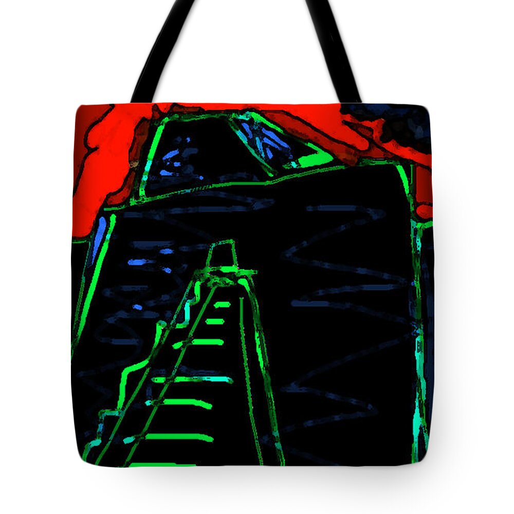 Egyptian Tote Bag featuring the digital art Ziggurat Nites by Paul Sutcliffe
