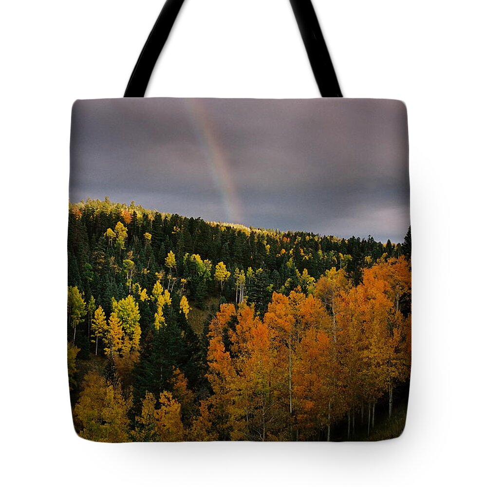 Red River Tote Bag featuring the photograph Autumn Rainbow by Ron Weathers