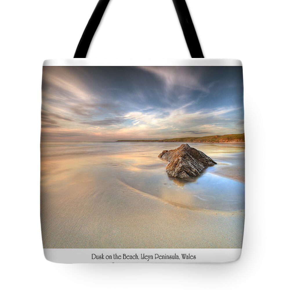 Wales Tote Bag featuring the photograph Dusk on the beach by B Cash