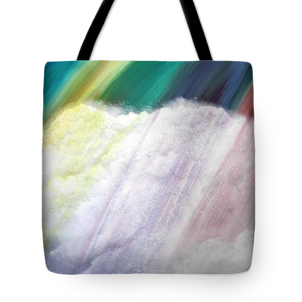 Clouds Tote Bag featuring the painting Cloud within Rainbow #1 by Debbie Levene