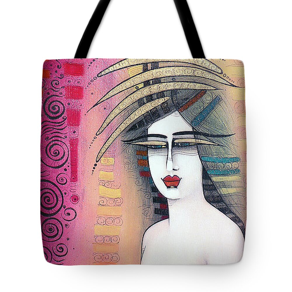 Lady Tote Bag featuring the painting Dreaming by Albena Vatcheva