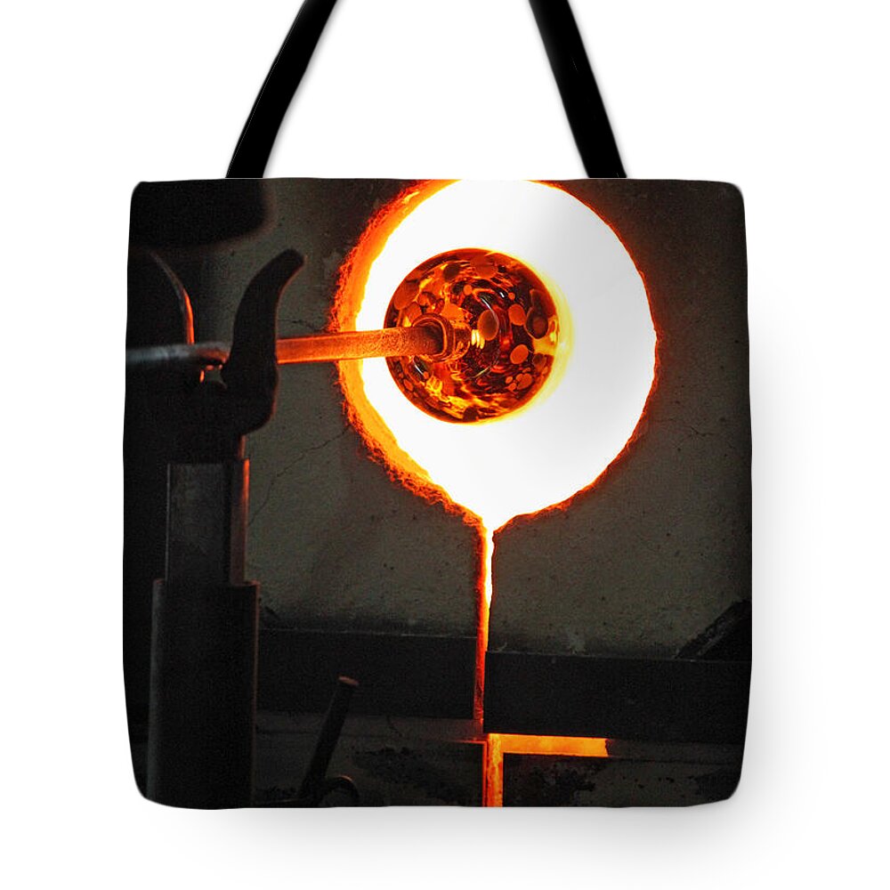 Glass Tote Bag featuring the photograph Glass Blowing V by Suzanne Gaff