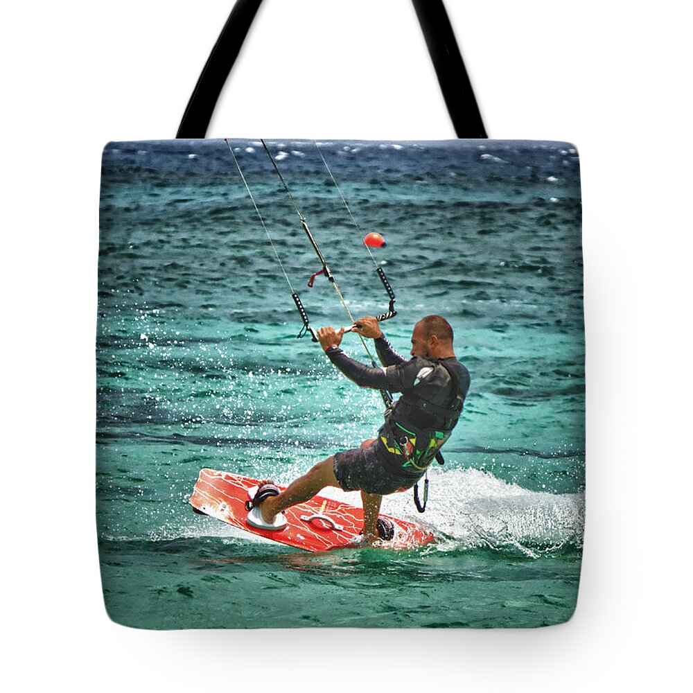 Adventure Tote Bag featuring the photograph Kiesurfing #1 by Stelios Kleanthous