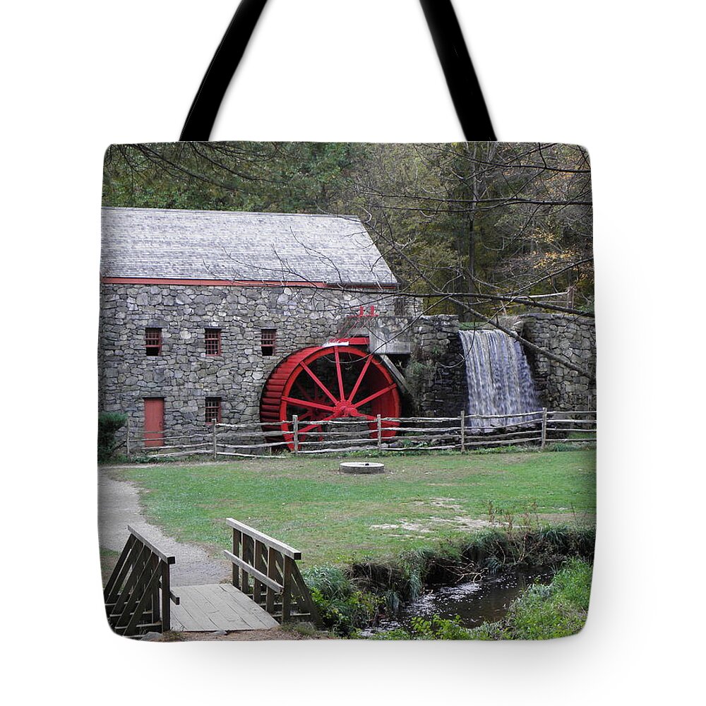 Longfellow Tote Bag featuring the photograph Longfellow Grist Mill x18 by Kim Galluzzo Wozniak