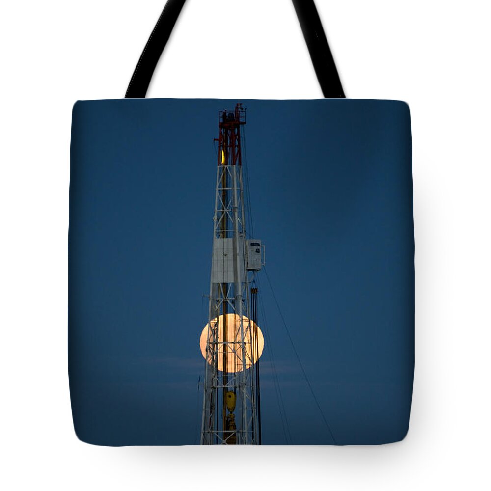 Rig Tote Bag featuring the photograph Night Shot Drilling Rig #1 by Mark Duffy