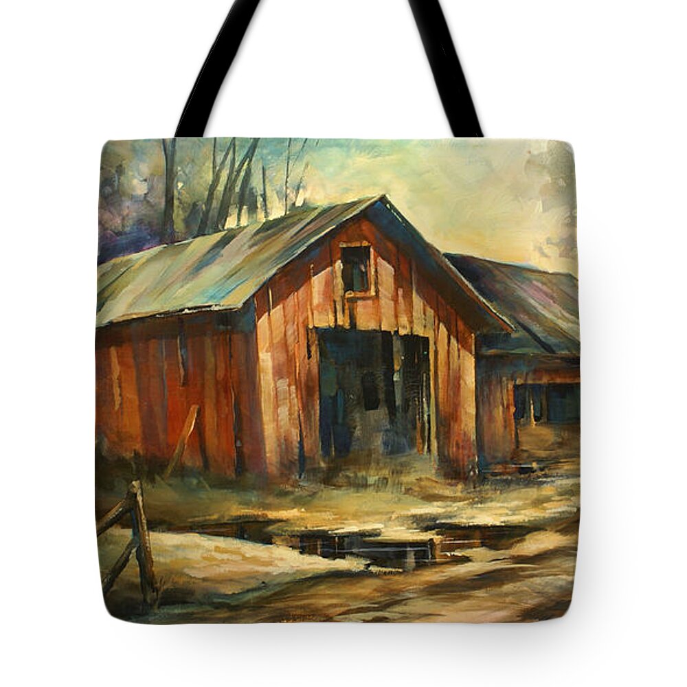 Landscape Tote Bag featuring the painting 'North Country' #1 by Michael Lang