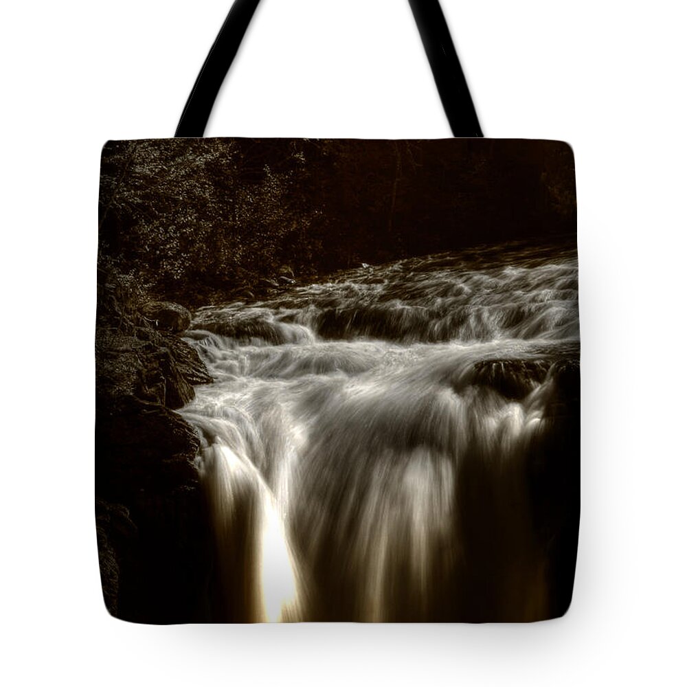 Monochrome Tote Bag featuring the photograph Over The Top #1 by Greg DeBeck