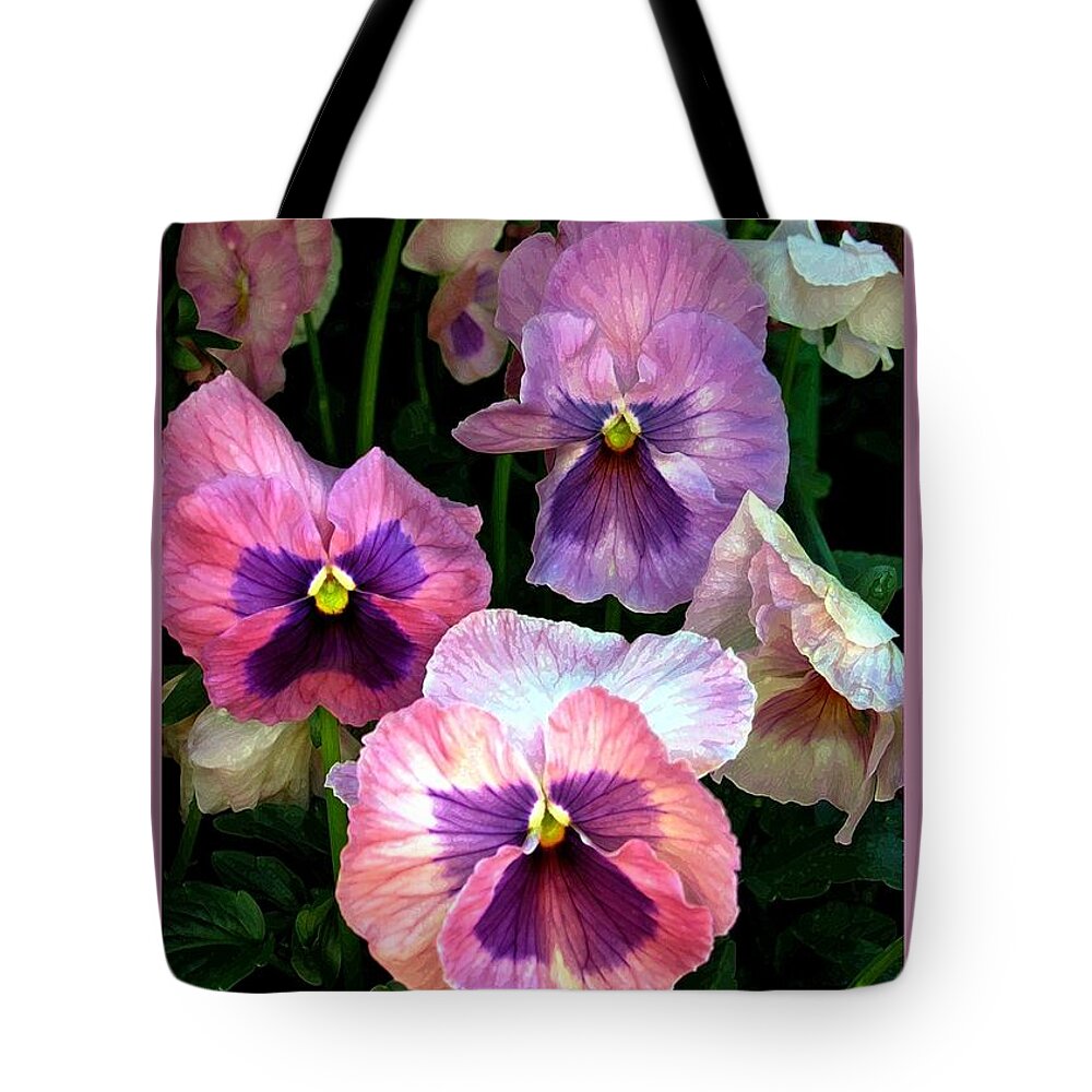 Greeting Cards Tote Bag featuring the digital art Pansies #1 by Dale  Ford