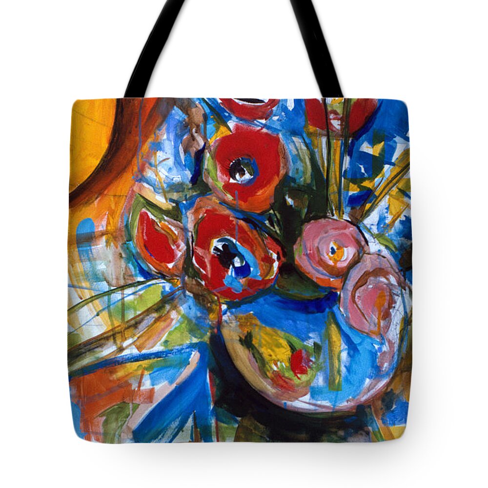 Poppies Tote Bag featuring the painting Poppies by John Gholson
