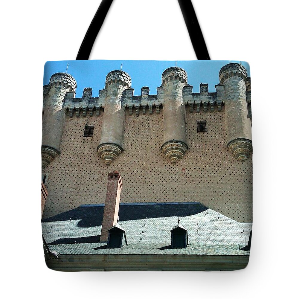 Segovia Tote Bag featuring the photograph Segovia Alcazar Castle Knights V in Spain #1 by John Shiron