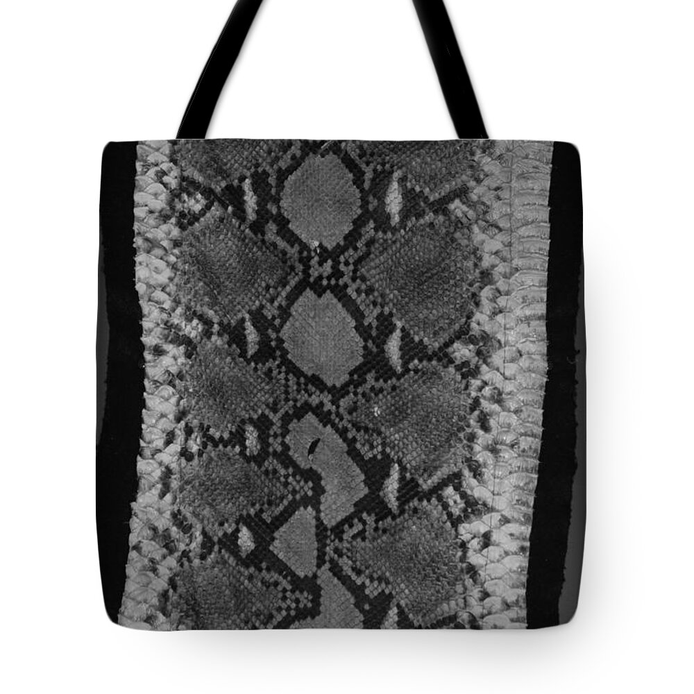 Animal Tote Bag featuring the photograph SNAKE SKIN in BLACK AND WHITE #1 by Rob Hans