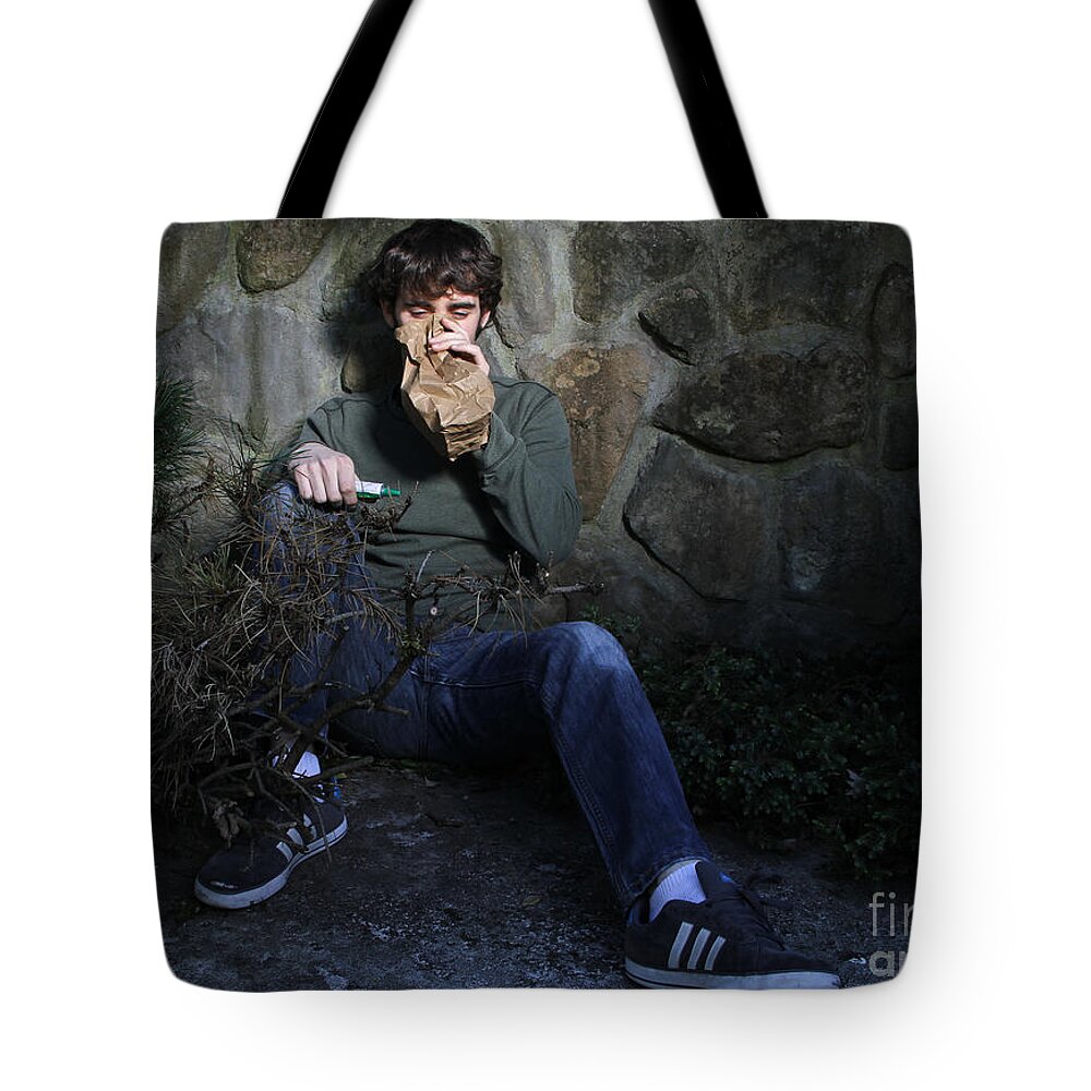 People Tote Bag featuring the photograph Sniffing Glue #1 by Photo Researchers, Inc.