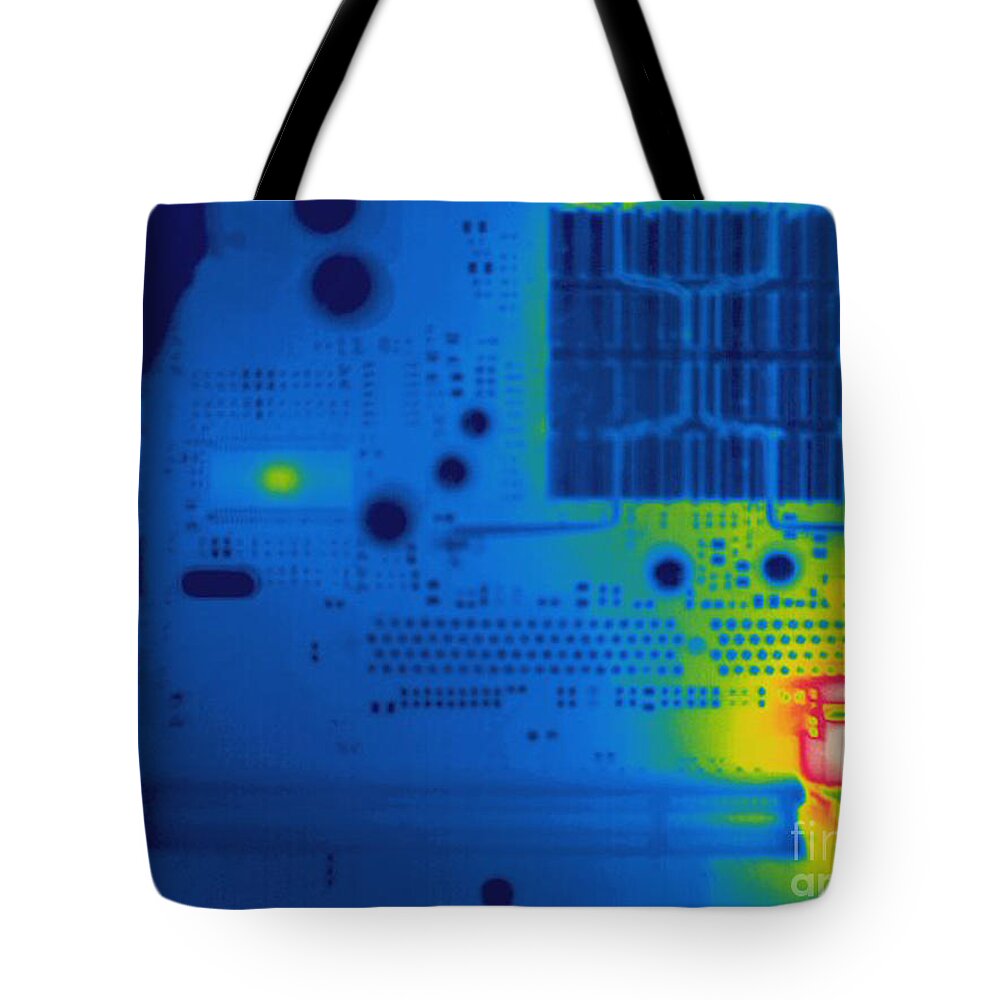 Thermogram Tote Bag featuring the photograph Thermogram Of A Computer Board #1 by Ted Kinsman