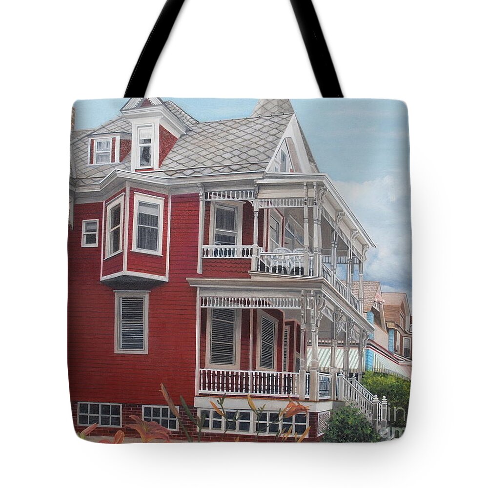Victorian Tote Bag featuring the painting Victorian afternoon Cape May by Barbara Barber