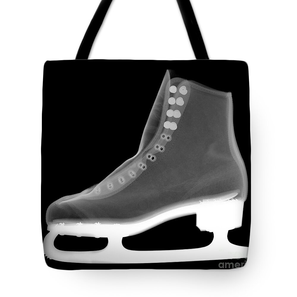 X-ray Tote Bag featuring the photograph X-ray Of An Ice Skate #1 by Ted Kinsman