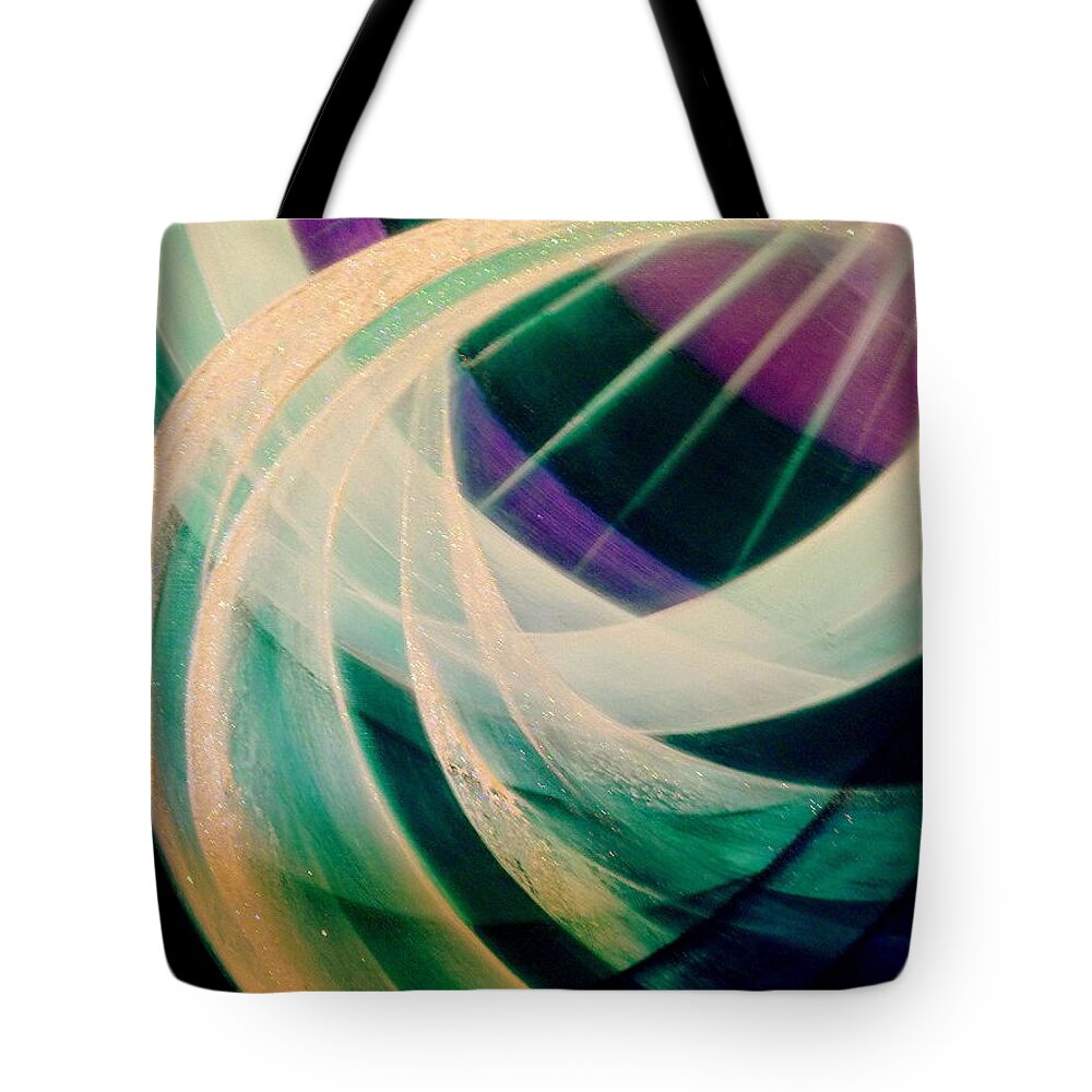 Light.sun.ocean.energy.white.sky.sea.spiritual.movement.abstract.wind.purple.green.white.blue.landscape. Tote Bag featuring the painting Circulation #4 by Kumiko Mayer