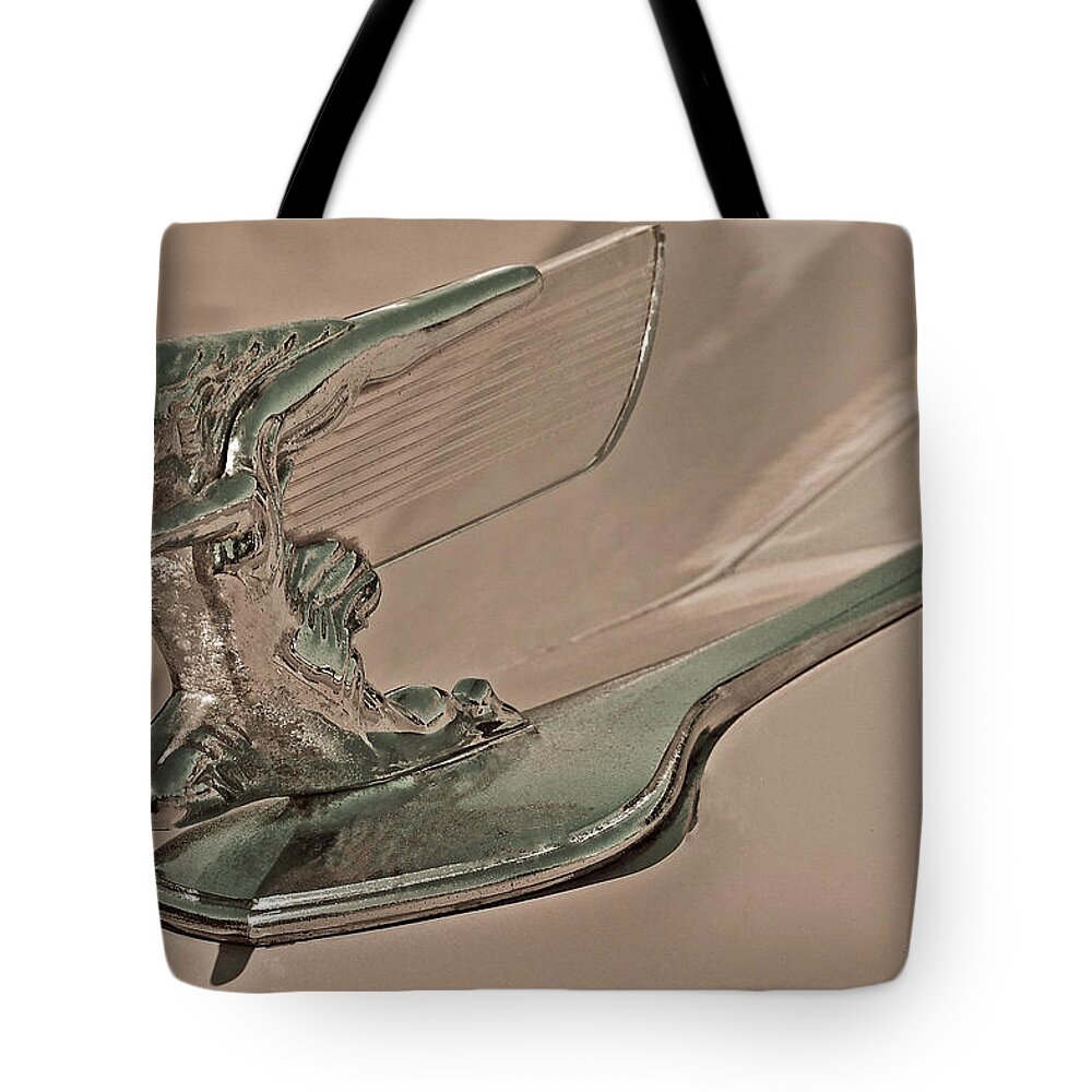 Vintage Cars Tote Bag featuring the photograph 1940 Packard Hood Ornament IV by Bill Owen