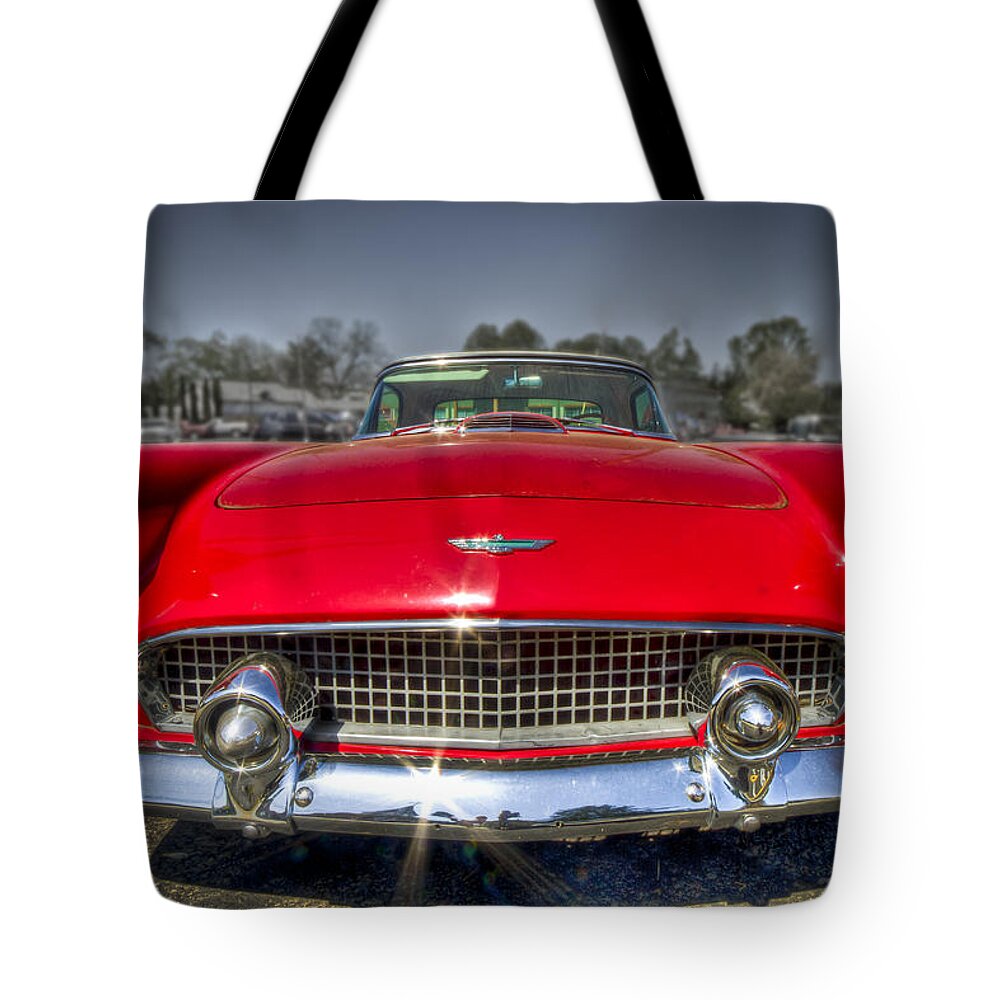 1956 T-bird Tote Bag featuring the photograph 1956 T-Bird by Debra and Dave Vanderlaan