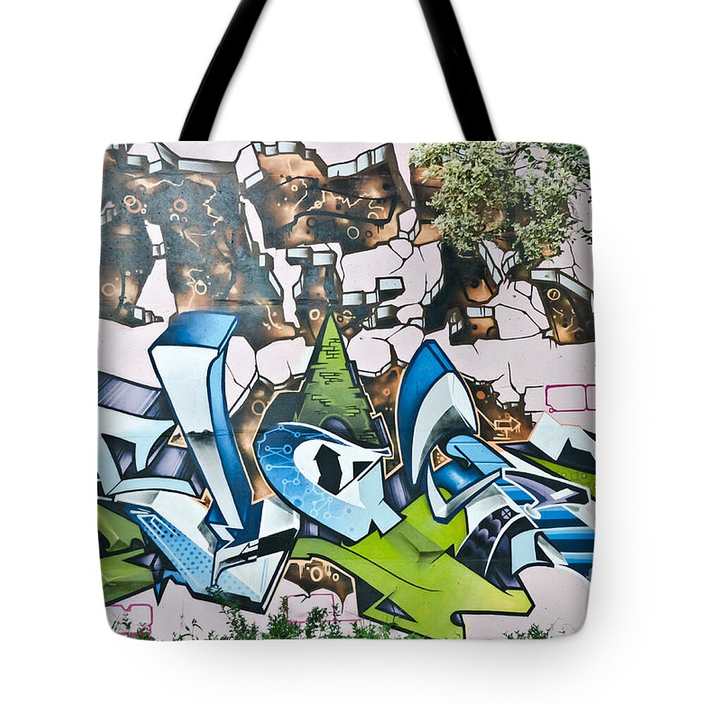 Graffiti Tote Bag featuring the painting Abstract Colorful Graffiti #2 by Yurix Sardinelly