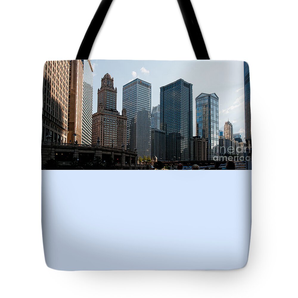 Chicago Tote Bag featuring the digital art Chicago City Center #2 by Carol Ailles