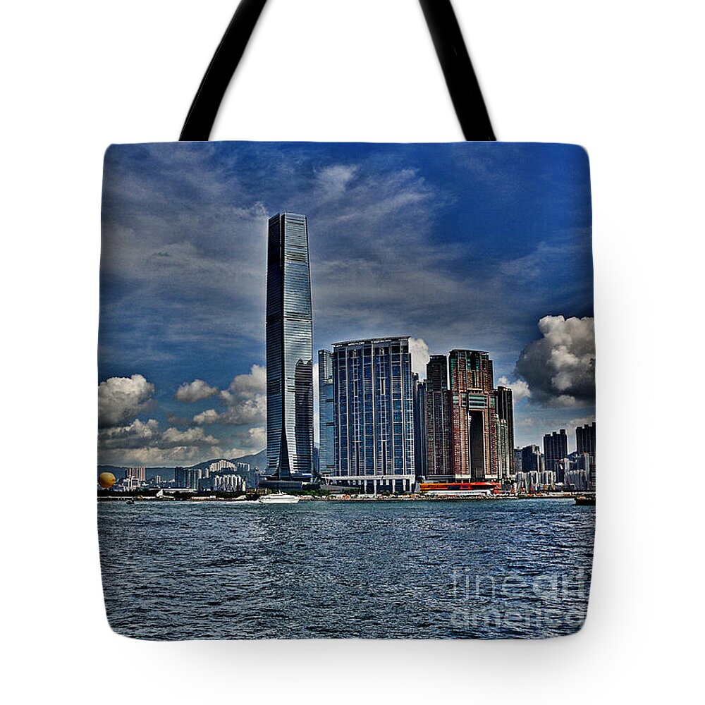 Asia Tote Bag featuring the photograph Hong Kong Harbour #6 by Joe Ng