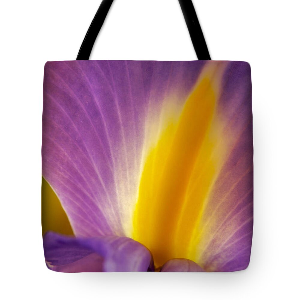 Flowers Tote Bag featuring the photograph Photograph of a Dutch Iris #3 by Perla Copernik