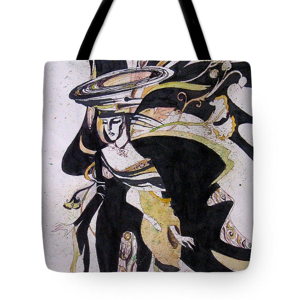 Woman Tote Bag featuring the painting When I'm free #2 by Valentina Plishchina