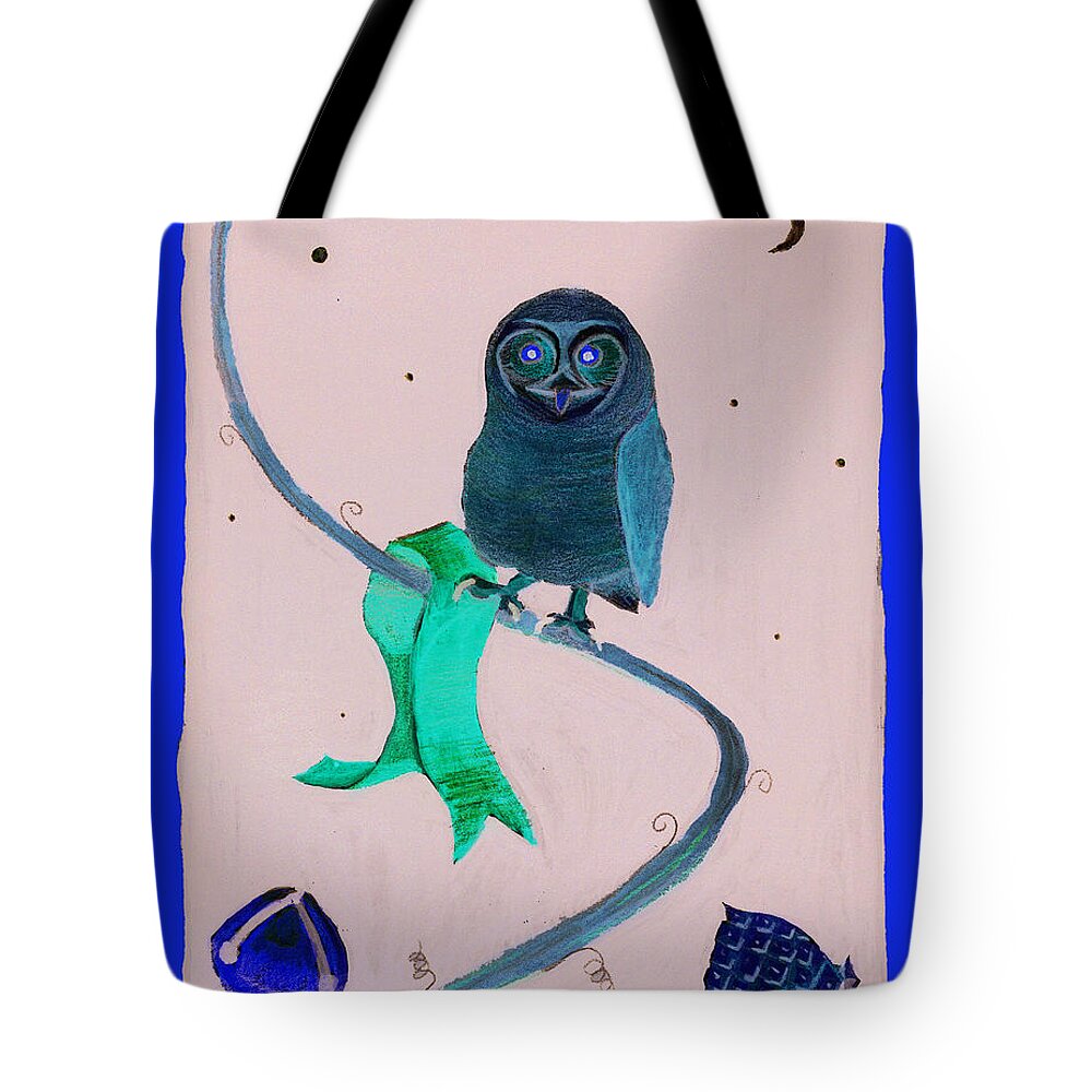 Owl Tote Bag featuring the painting 2008 Owl Negative by Lilibeth Andre