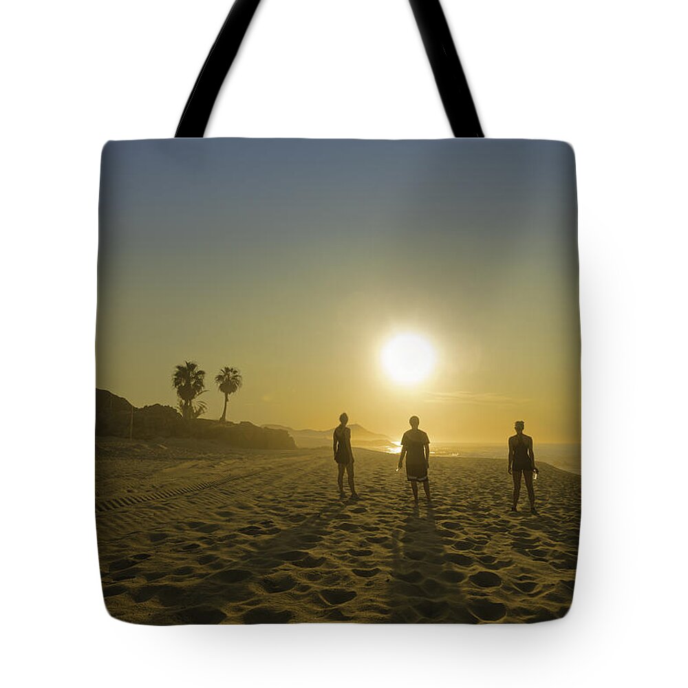 Beach Sunrise Tote Bag featuring the photograph 3 Aliens by Mark Harrington