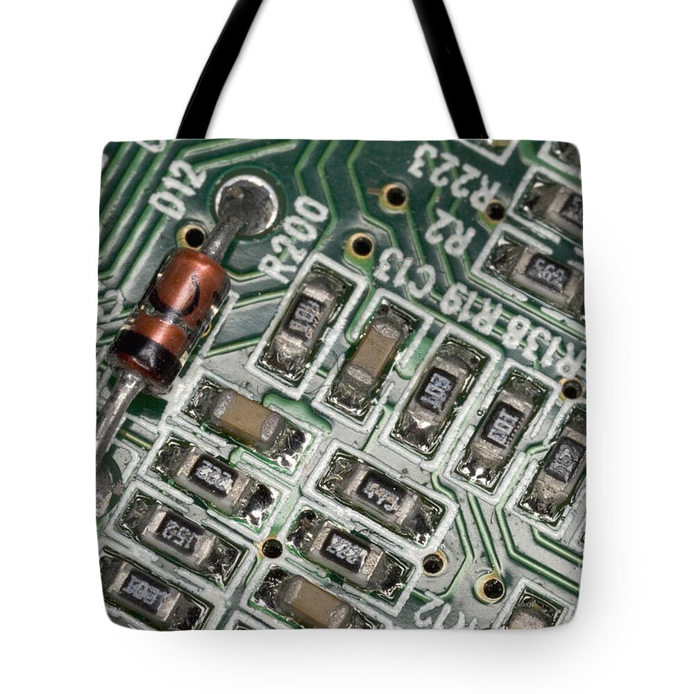 Modern Surface Mount Electronics Board Tote Bag featuring the photograph Electronics Board #3 by Ted Kinsman