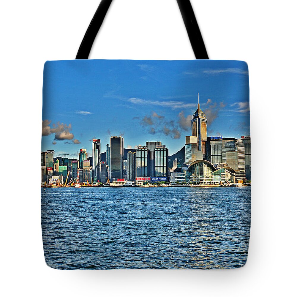 Asia Tote Bag featuring the photograph Hong Kong Harbour #5 by Joe Ng