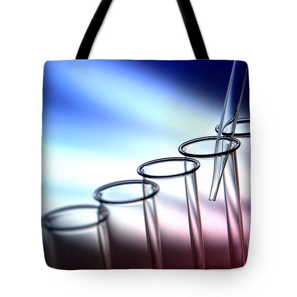 Test Tote Bag featuring the photograph Laboratory Test Tubes in Science Research Lab #3 by Science Research Lab