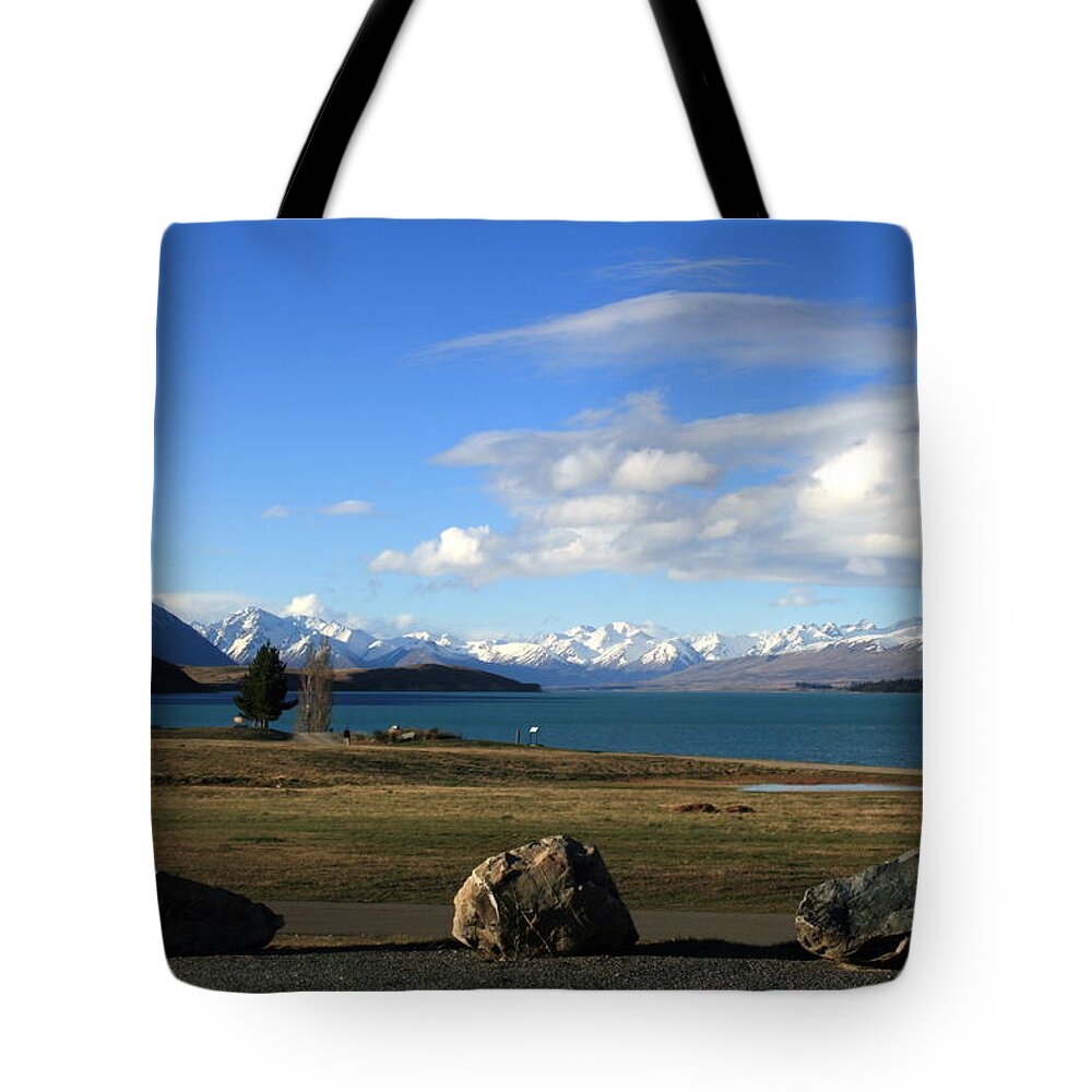 Mountains Tote Bag featuring the photograph 3 Rocks and a Vista by Jan Lawnikanis
