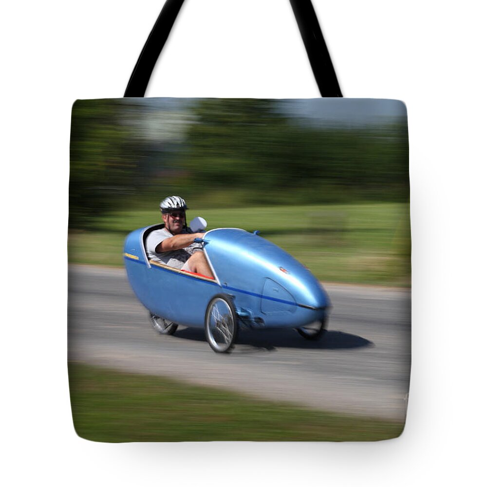 Human Powered Tote Bag featuring the photograph Velomobile #3 by Ted Kinsman