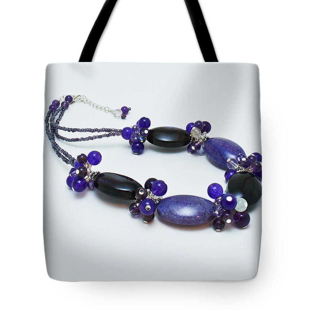 Original Handmade Jewelry Tote Bag featuring the jewelry 3598 Purple Cracked Agate Necklace by Teresa Mucha