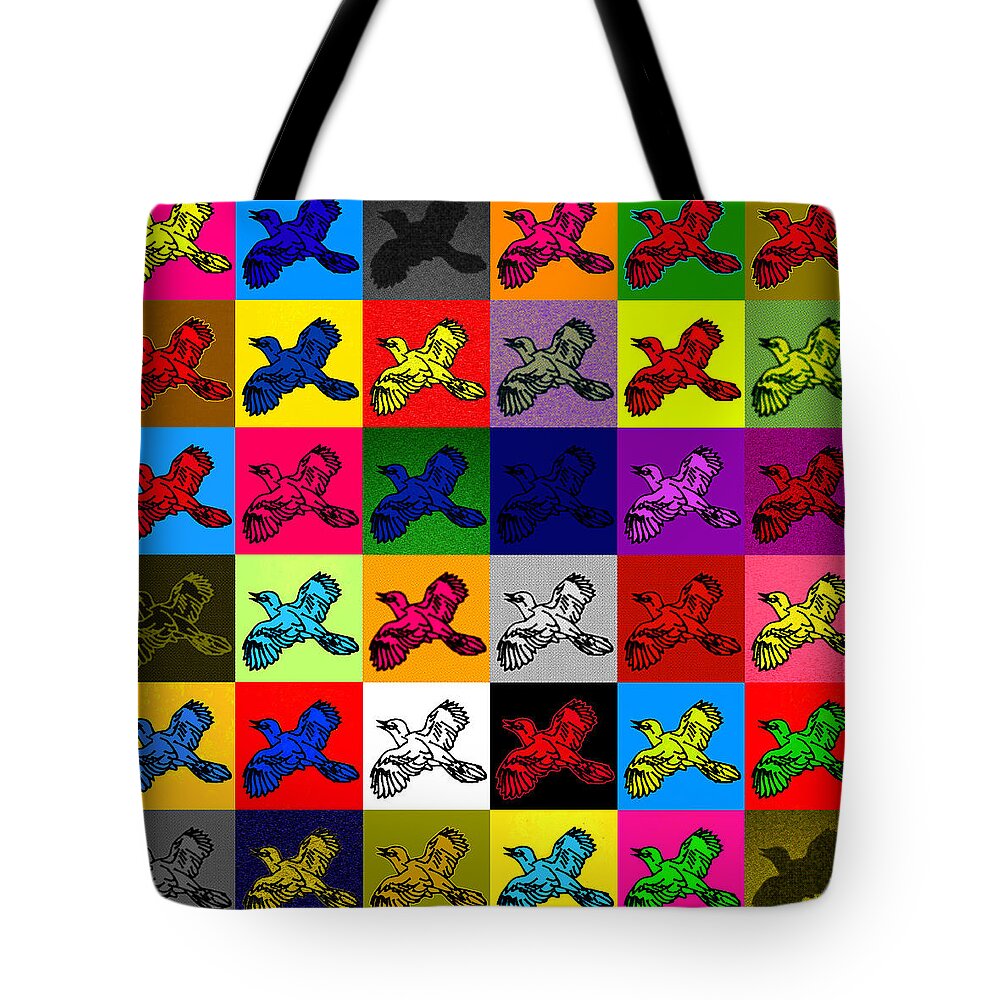Birds Tote Bag featuring the painting 36 Birds by Steve Fields