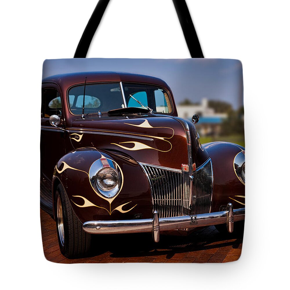 Car Tote Bag featuring the photograph '49 Ford Two Door Sedan #49 by Christopher Holmes