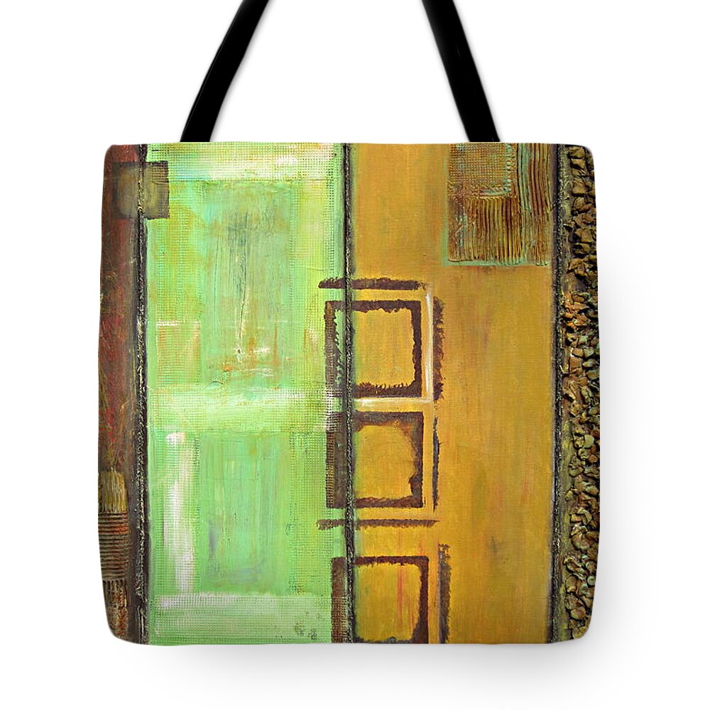 Old Tote Bag featuring the painting 4panel by Kathy Sheeran