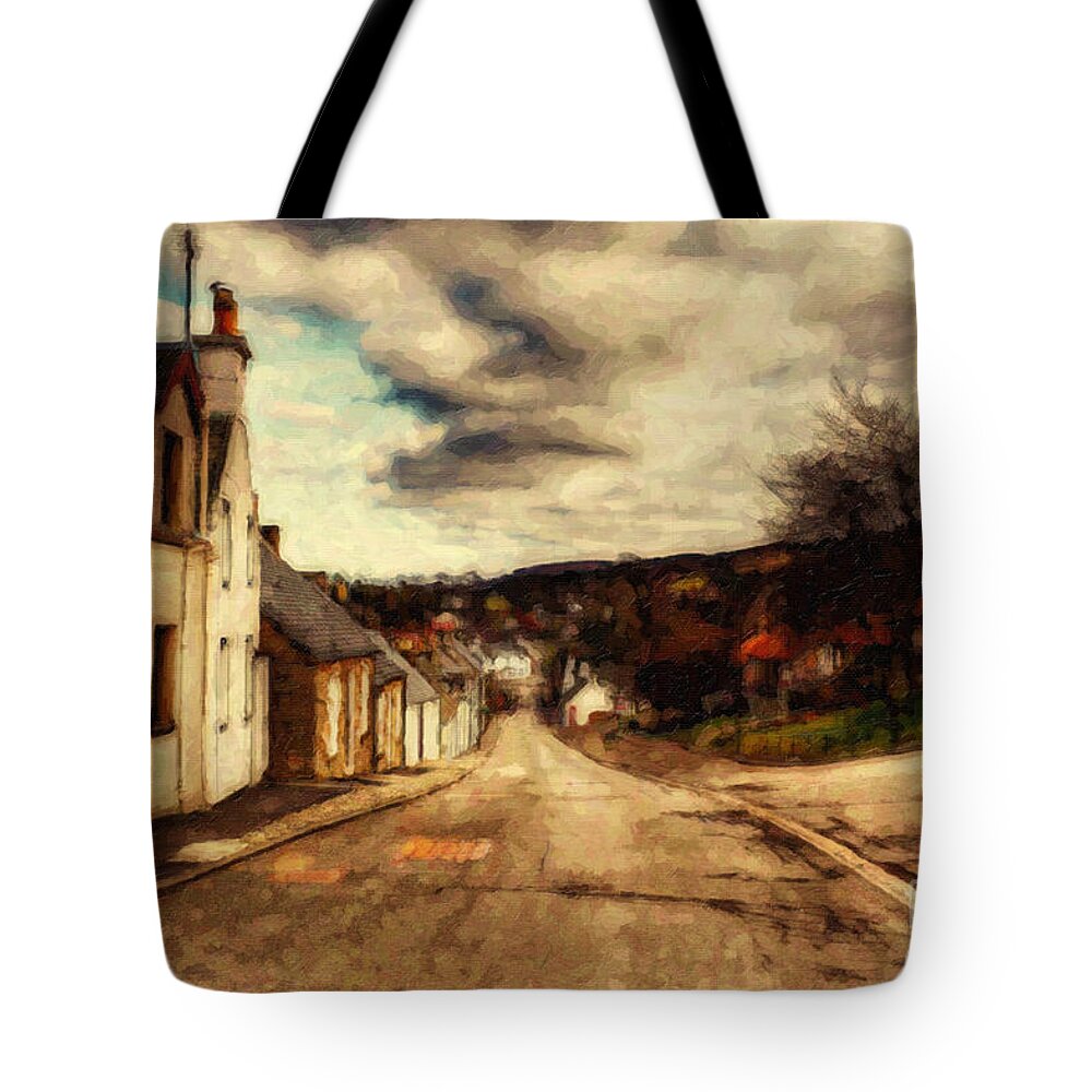 England Tote Bag featuring the digital art A Cotswold Village by Lianne Schneider