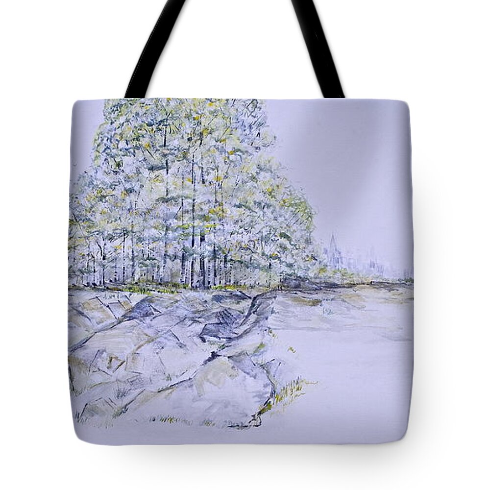 Trees Tote Bag featuring the painting A Day In Central Park by Jack Diamond