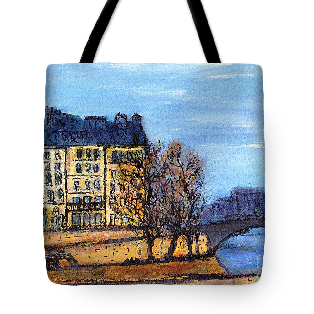 France Tote Bag featuring the painting A Glimpse of Paris No 3 by Jackie Sherwood