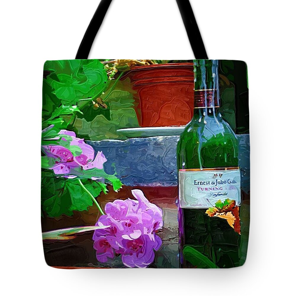 Digital Art Tote Bag featuring the digital art A Sip of Wine by Amanda Moore