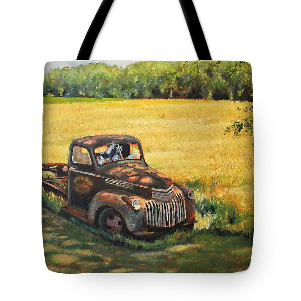 Truck Tote Bag featuring the painting A spot in the shade by Daniel W Green