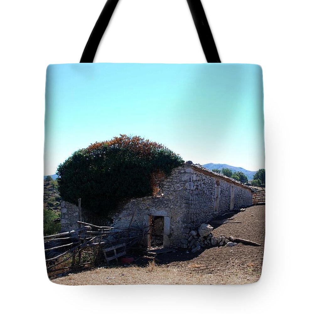 Barn Tote Bag featuring the photograph Abandoned barn in south Italy by Dany Lison
