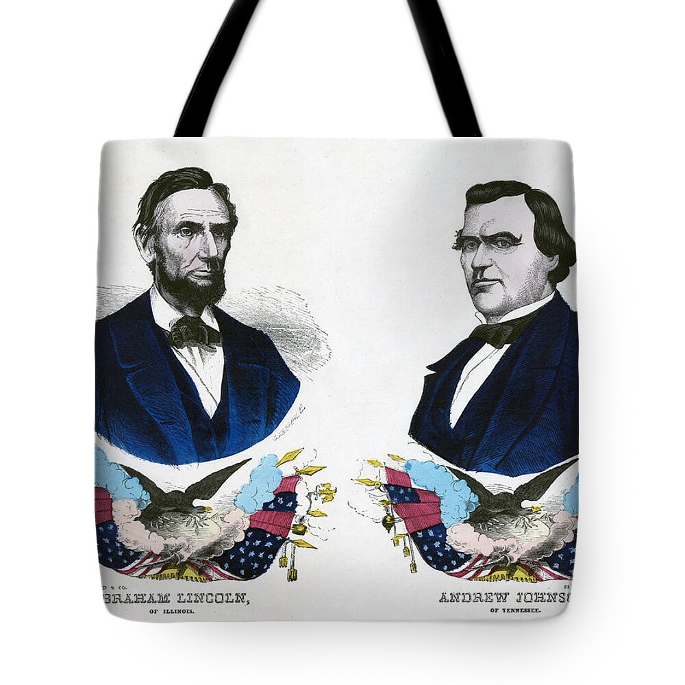 abraham Lincoln Tote Bag featuring the photograph Abraham Lincoln for President and Andrew Johnson for Vice President by International Images