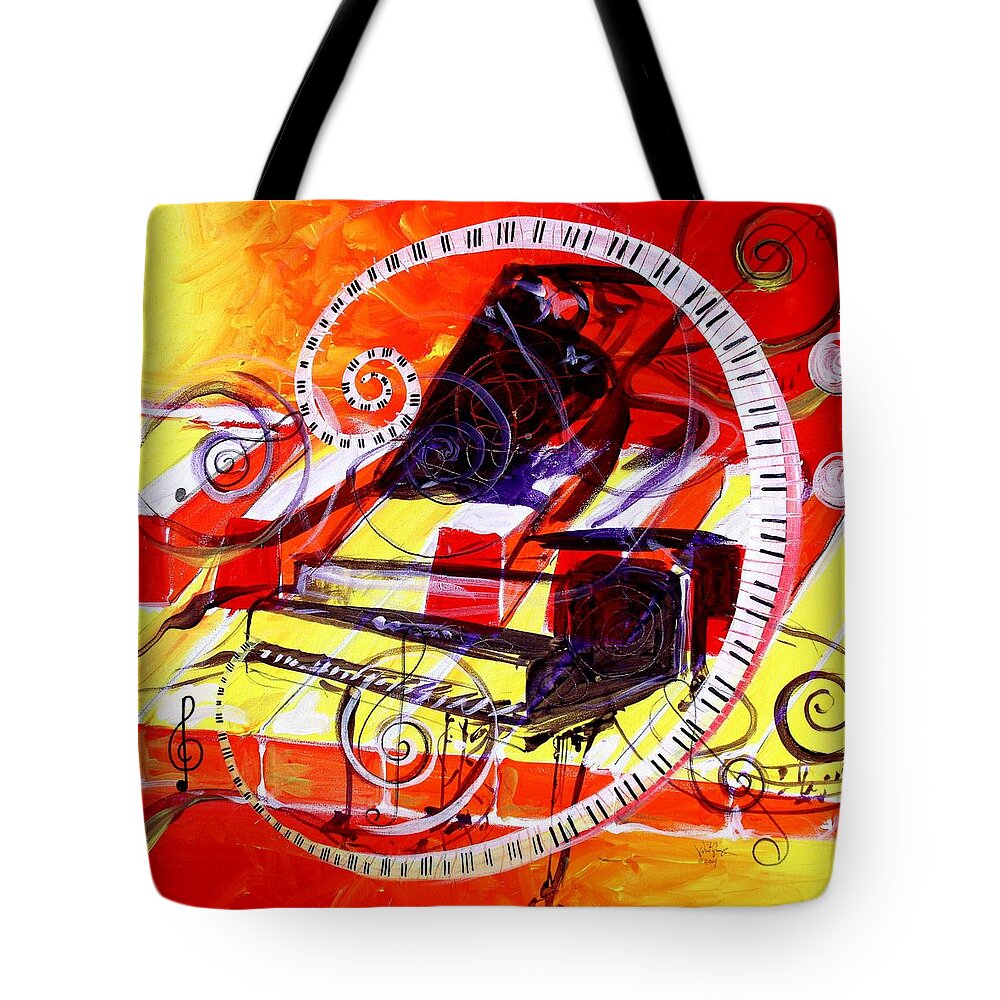 Piano Tote Bag featuring the painting Abstract Jazzy Piano by J Vincent Scarpace