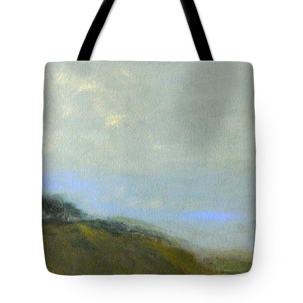 Landscape Tote Bag featuring the painting Abstract Landscape - Green Hillside by Kathleen Grace